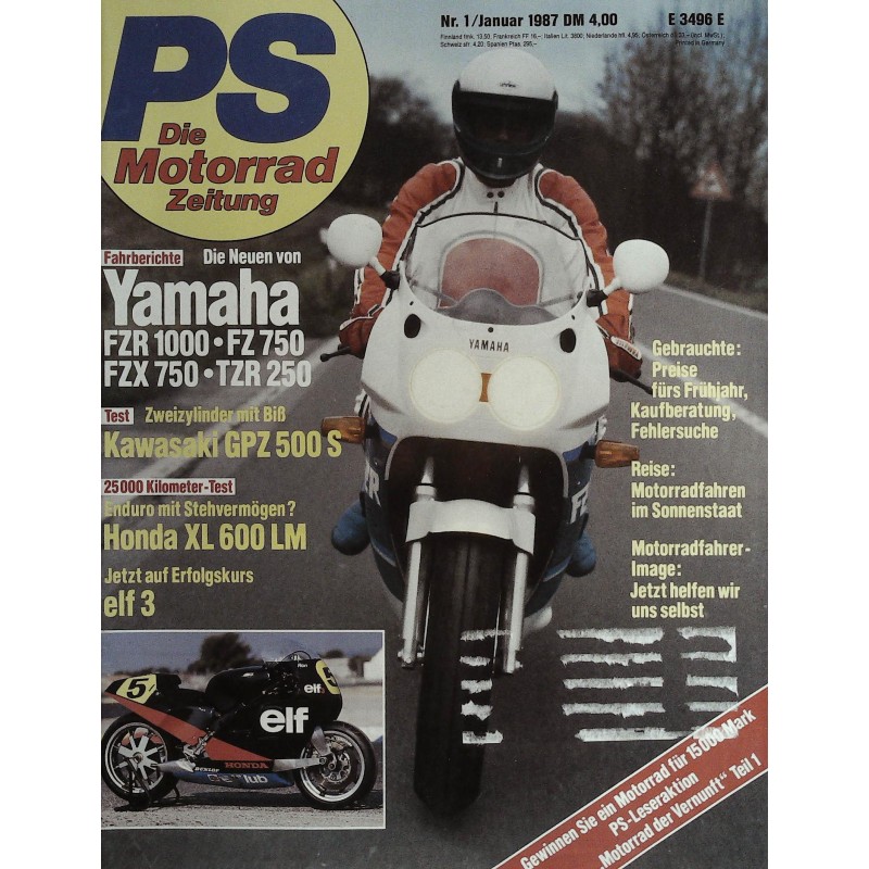 PS Die Motorrad Zeitung Heft 1 - Januar 1987 - Die neuen Yamaha