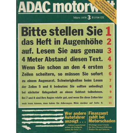 ADAC Motorwelt Heft.3 / März 1978 - Sehtest für Autofahrer