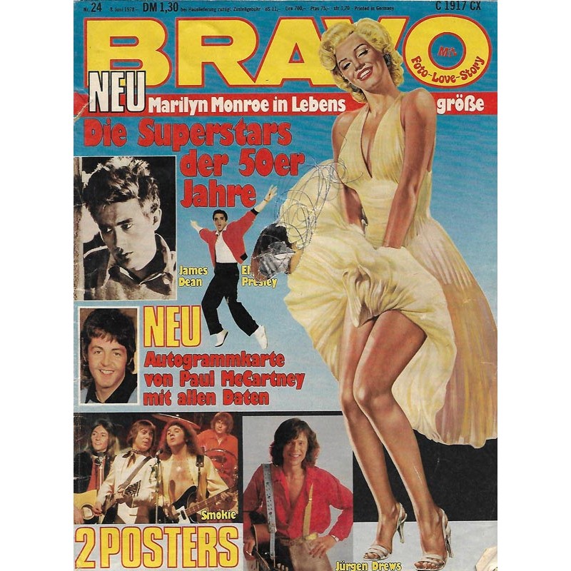 BRAVO Nr.24 / 8 Juni 1978 - Marilyn Monroe in Lebensgröße