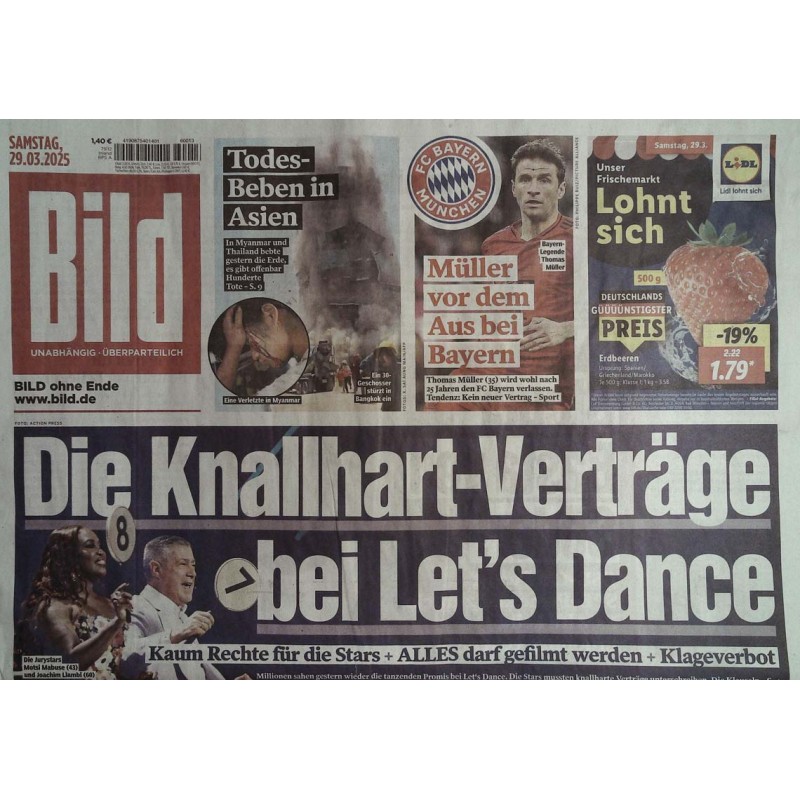 Bild Zeitung Samstag, 29 März 2025 - Verträge bei Let´s Dance