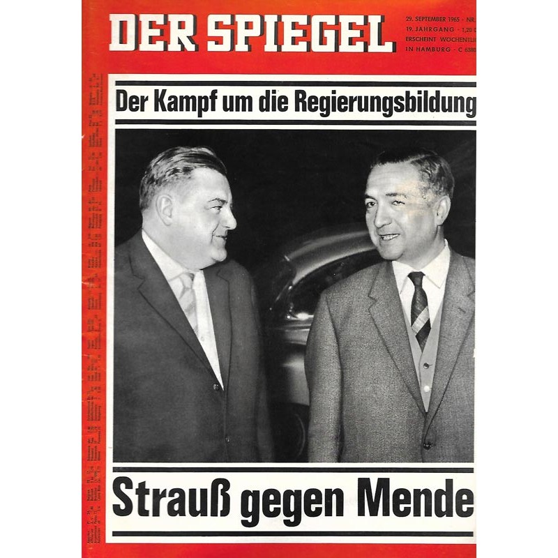 Der Spiegel Nr.40 / 29 September 1965 - Strauß gegen Mende