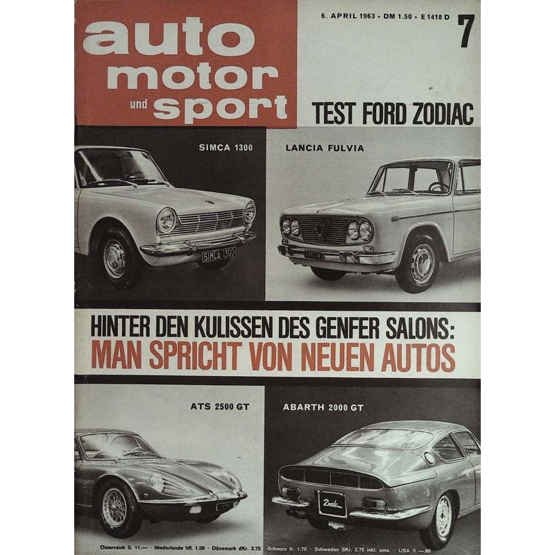 auto motor & sport Heft 7 / 6  April 1963 - Genfer Salon