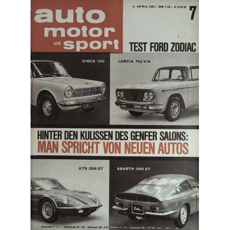 auto motor & sport Heft 7 / 6  April 1963 - Genfer Salon