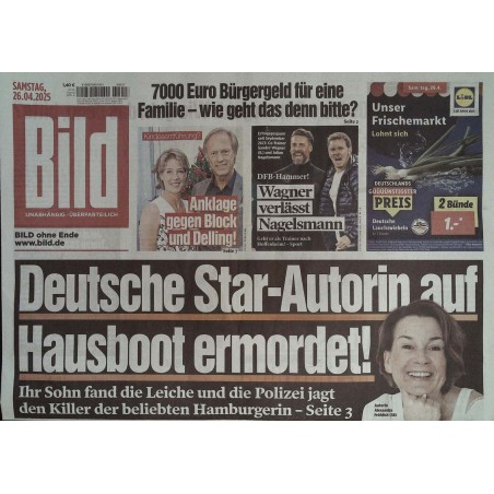 Bild Zeitung Samstag, 26 April 2025 - Alexandra Fröhlich
