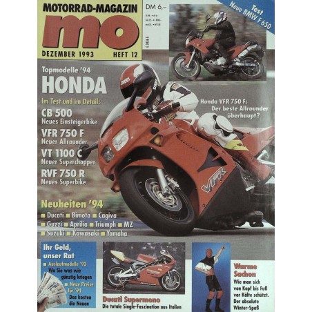 MO Heft 12 / Dezember 1993 - Allrounder Honda VFR 750 F