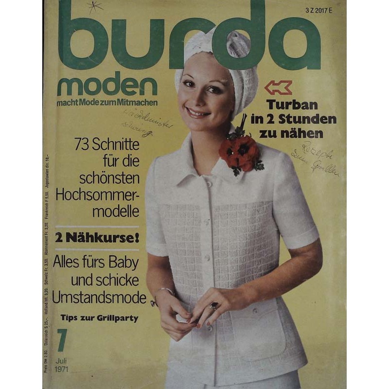 burda Moden 7/Juli 1971 - Turban nähen