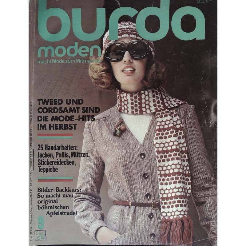 burda Moden 9/September 1974 - Tweed und Cordsamt