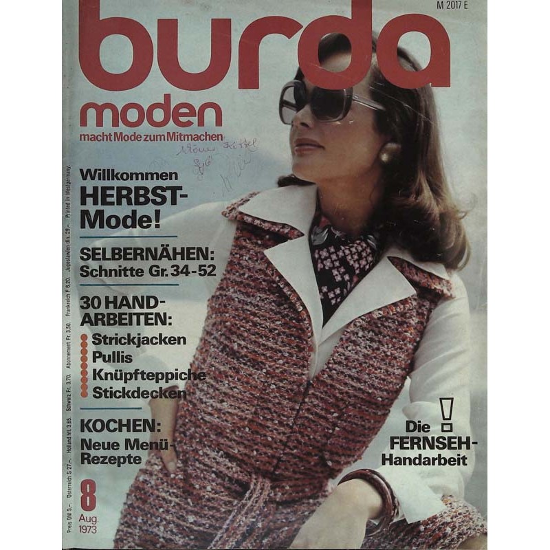 burda Moden 8/August 1973 - Willkommen Herbstmode!
