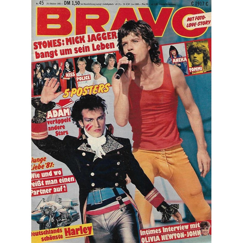 BRAVO Nr.45 / 29 Oktober 1981 - Mick Jagger bangt um sein Leben