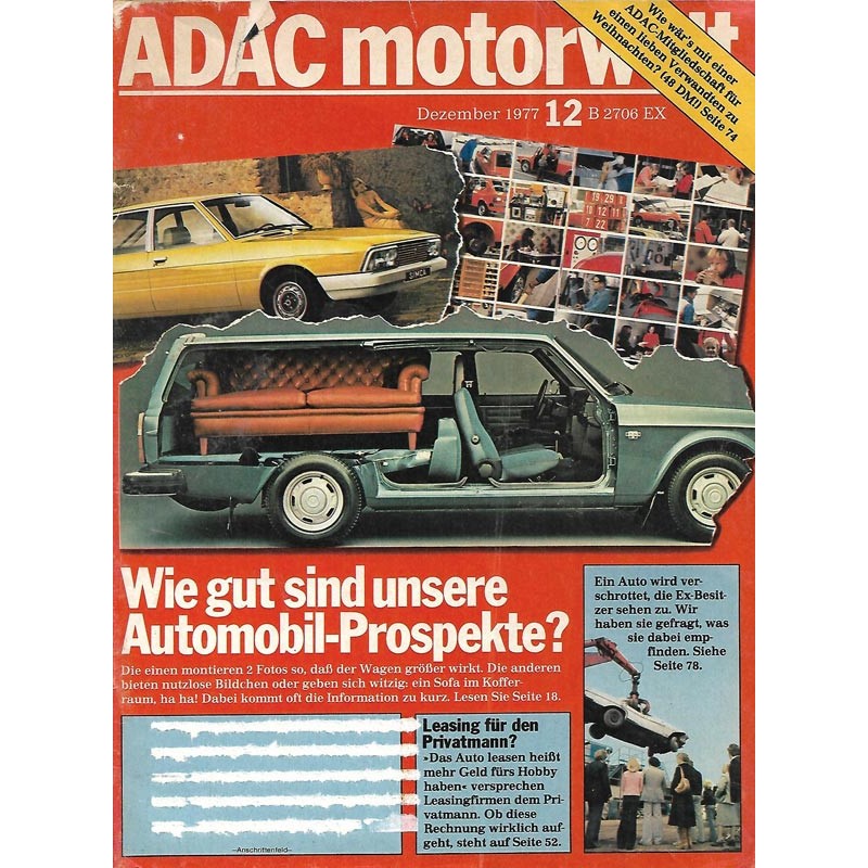 ADAC Motorwelt Heft.12 / Dez. 1977 - Wie gut sind Auto-Prospekte?