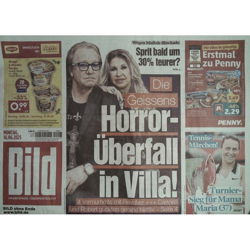 Bild Zeitung Montag, 16 Juni 2025 - Die Geissens