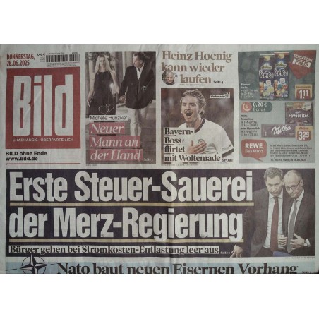 Bild Zeitung Donnerstag, 26 Juni 2025 - Steuer Sauerei