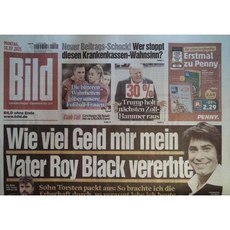 Bild Zeitung Montag, 14 Juli 2025 - Vater Roy Black
