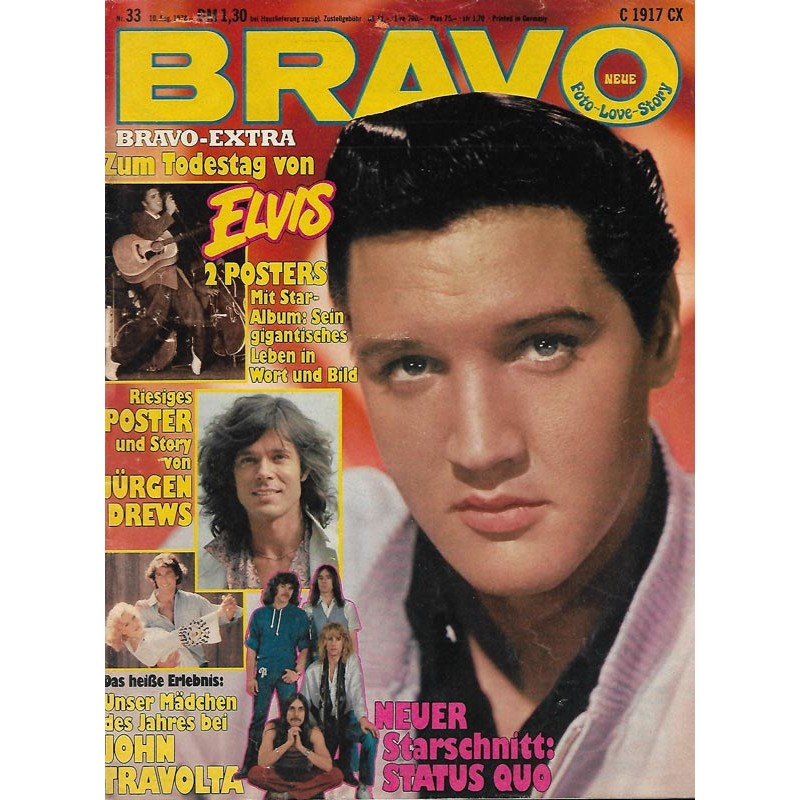 BRAVO Nr.33 / 10 August 1978 - Zum Todestag von Elvis