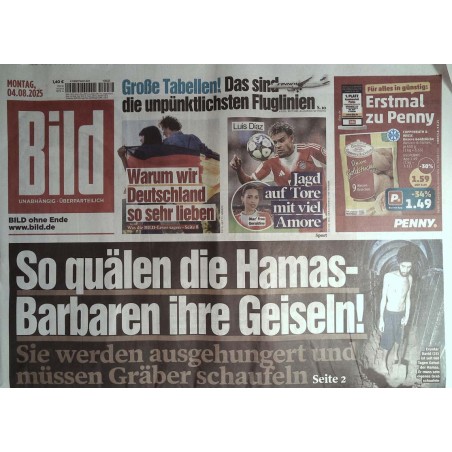 Bild Zeitung Montag, 4 August 2025 - Hamas-Barbaren