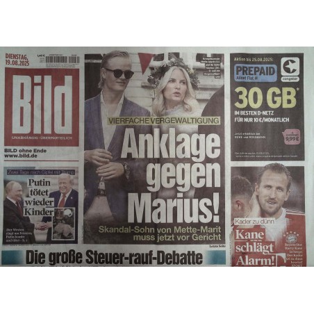 Bild Zeitung Dienstag, 19 August 2025 - Anklage gegen Marius!