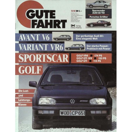 Gute Fahrt Heft 10 / Oktober 1992 - Sportscar Golf