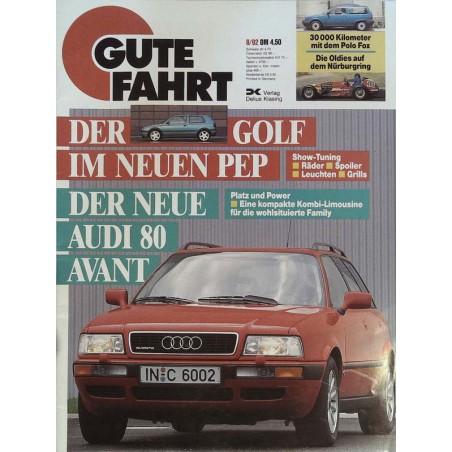 Gute Fahrt Heft 8 / August 1992 - Der neue Audi 80 Avant