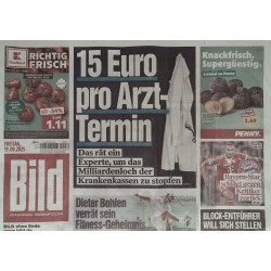 Bild Zeitung Freitag, 19 September 2025 - 15€ pro Arzt-Termin