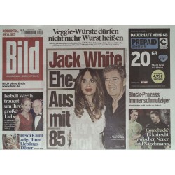 Bild Zeitung Donnerstag, 9 Oktober 2025 - Jack White Ehe-Aus