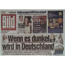 Bild Zeitung Mittwoch, 22 Oktober 2025 - Dunkel in Deutschland