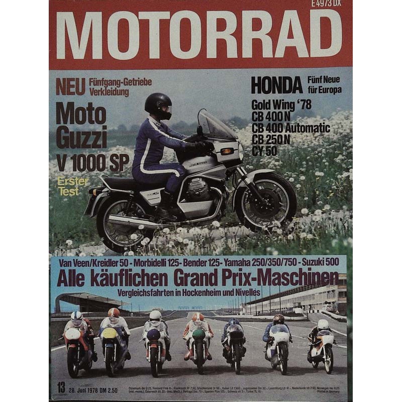 Das Motorrad Nr.13 / 28 Juni 1978 - Moto Guzzi V 1000 SP