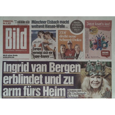 Bild Zeitung Donnerstag, 6 November 2025 - Ingrid van Bergen