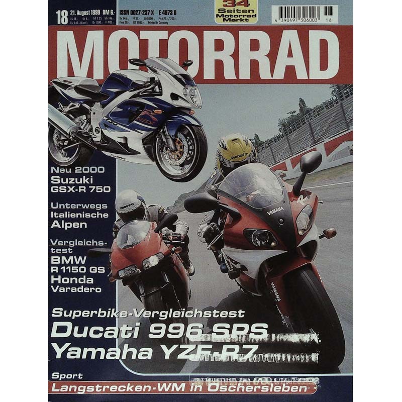 Motorrad Nr.18 / 21 August 1999 - Superbike Vergleichstest