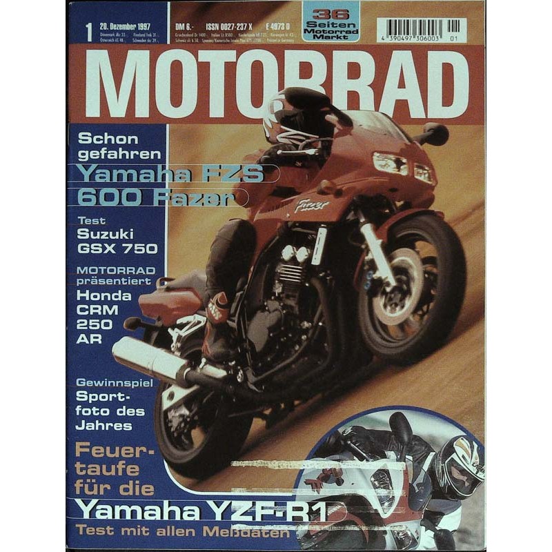 Motorrad Nr.1 / 20 Dezember 1997 - Yamaha FZS 600 Fazer