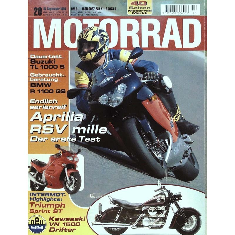 Motorrad Nr.20 / 19 September 1998 - Aprilia RSV mille