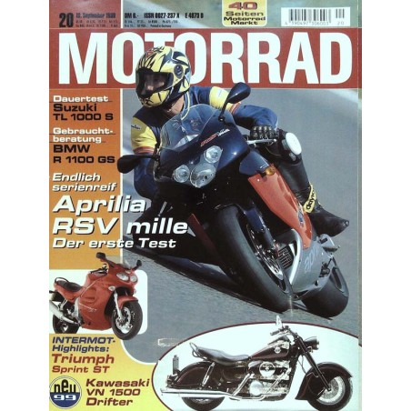 Motorrad Nr.20 / 19 September 1998 - Aprilia RSV mille