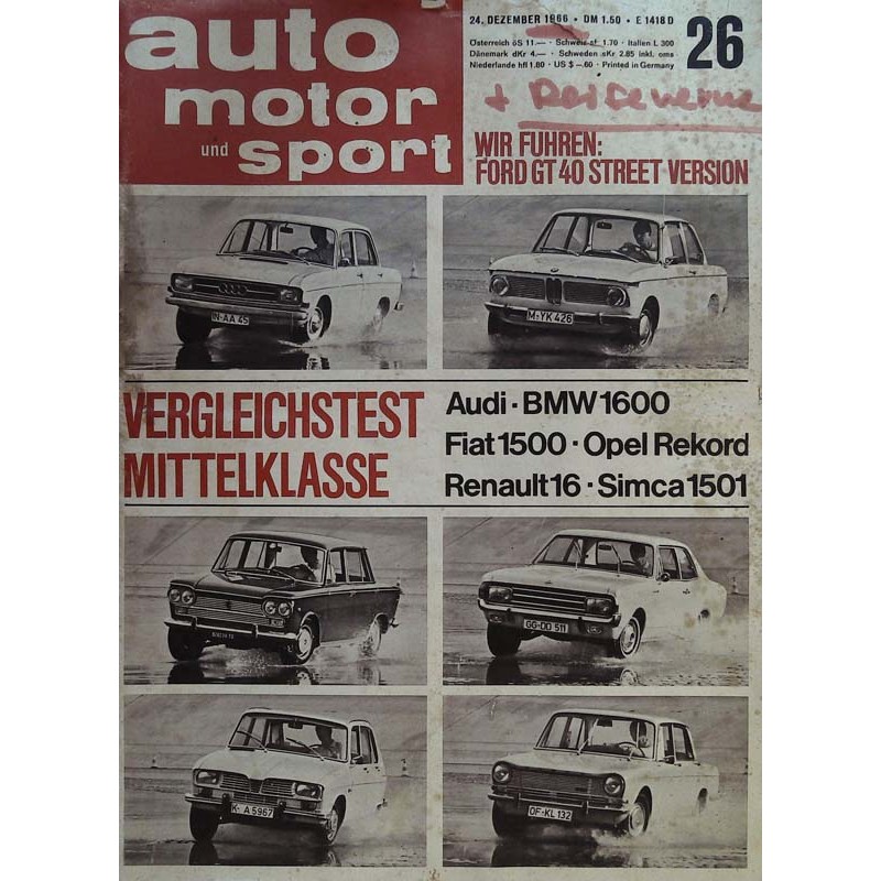 auto motor & sport Heft 26 / 24 Dezember 1966 - Mittelklasse