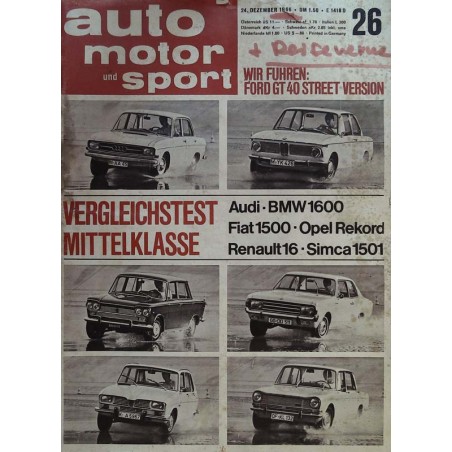 auto motor & sport Heft 26 / 24 Dezember 1966 - Mittelklasse