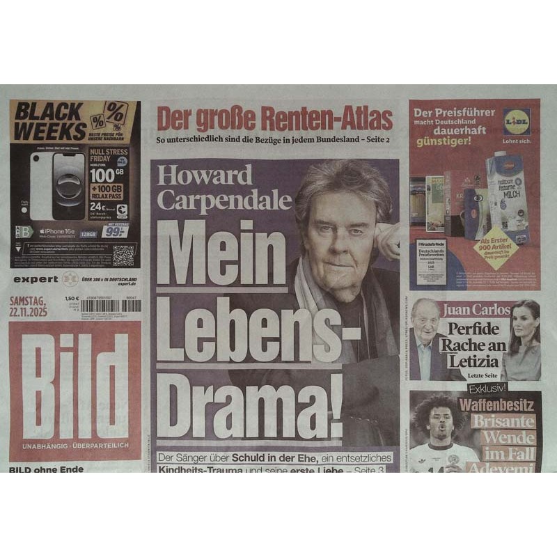 Bild Zeitung Samstag, 22 November 2025 - Howard Carpendale