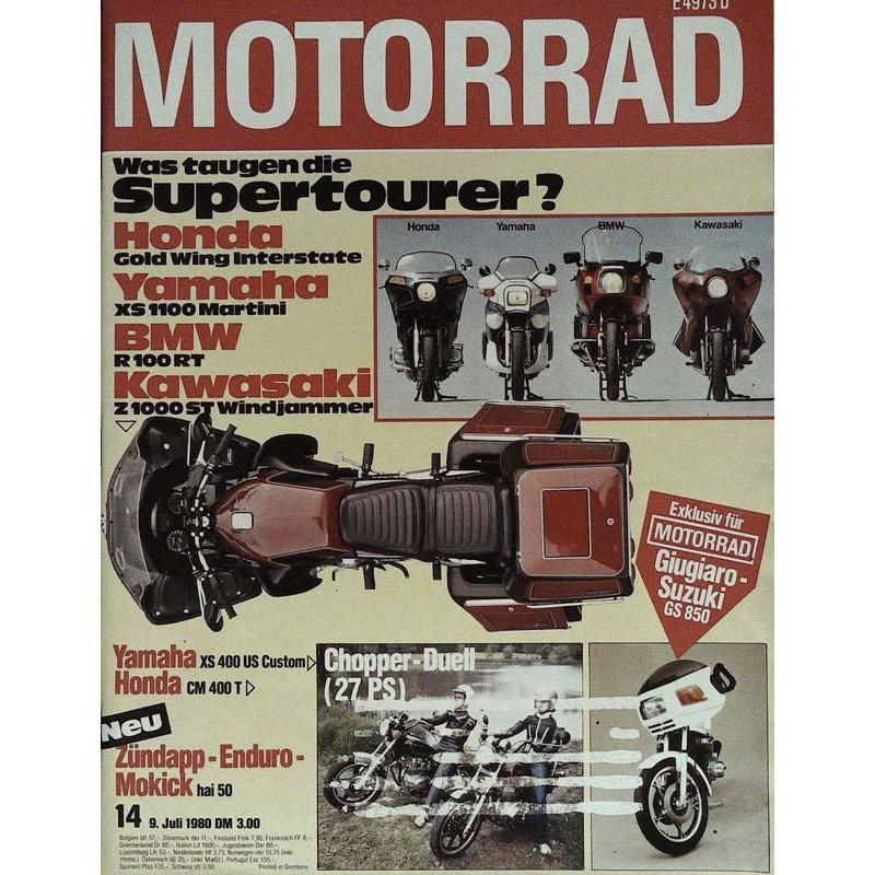 Motorrad Nr.14 / 9 Juli 1980 - Was taugen die Supertourer?