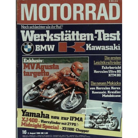 Motorrad Nr.16 / 6 August 1980 - Werkstätten Test