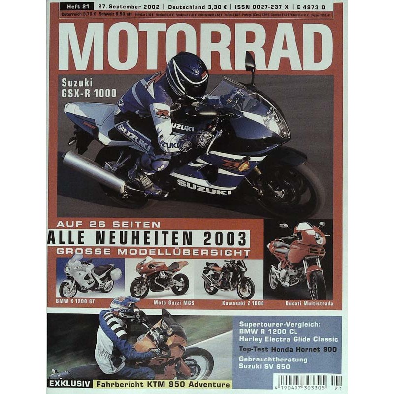 Motorrad Nr.21 / 27 September 2002 - Große Modellübersicht