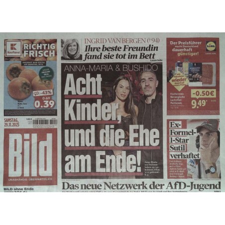 Bild Zeitung Samstag, 29 November 2025 - Anna-Maria & Bushido