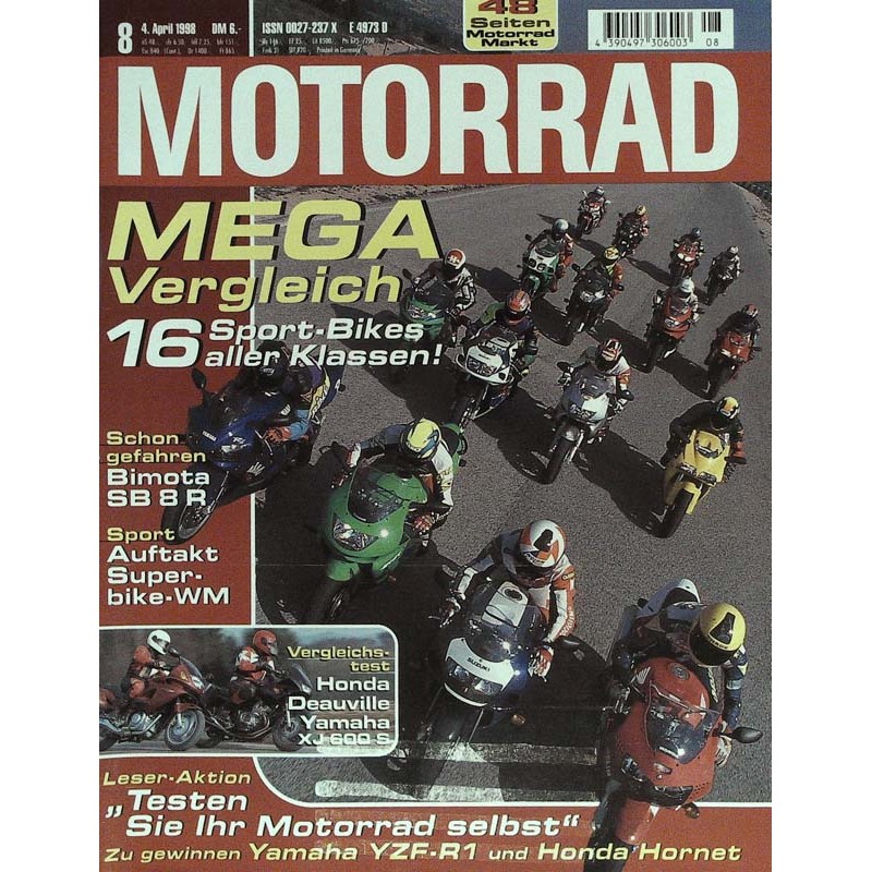Das Motorrad Nr.8 / 4 April 1998 - Mega Vergleich