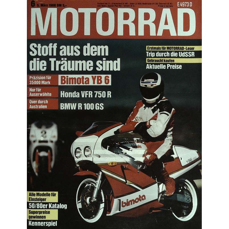 Das Motorrad Nr.6 / 5 März 1988 - Bimota YB 6
