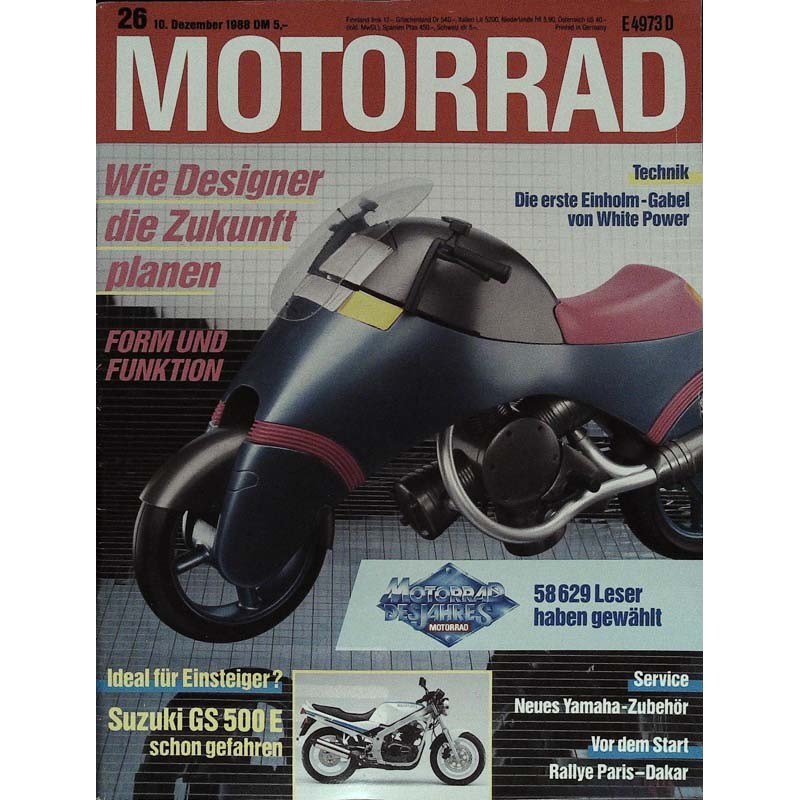 Das Motorrad Nr.26 / 10 Dezember 1988 - Designer & die Zukunft