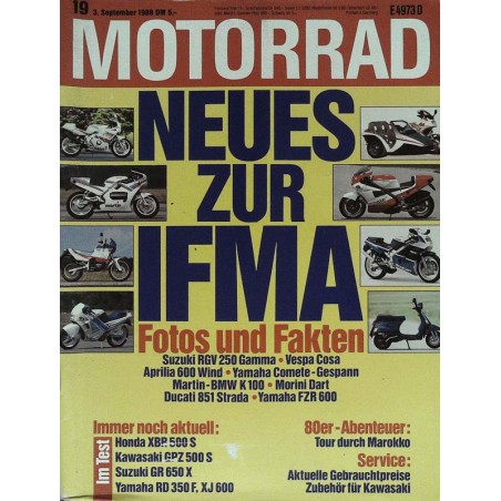Motorrad Nr.19 / 3 September 1988 - Neues zur IFMA