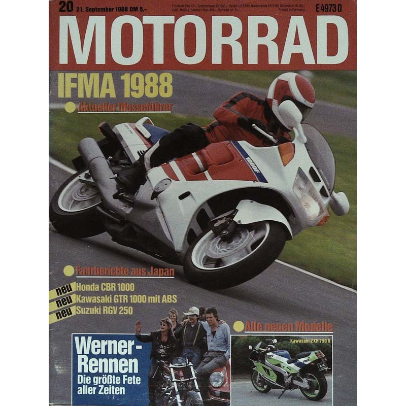 Motorrad Nr.20 / 21 September 1988 - Honda CBR 1000