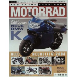 Motorrad Nr.21 / 26 September 2003 - Weltexklusiv Neue BMW K