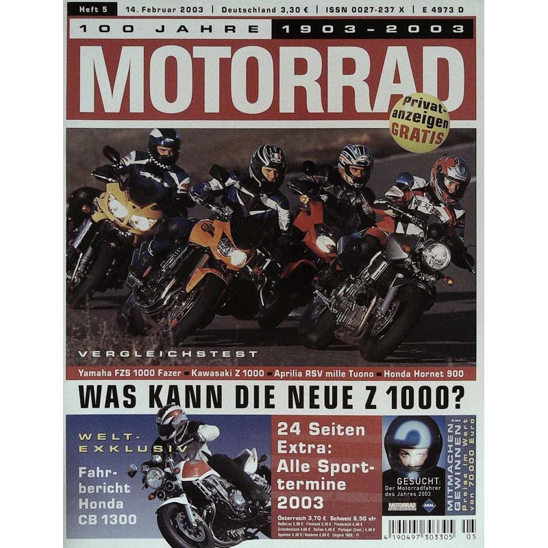 Motorrad Nr.5 / 14 Februar 2003 - Was kann die neue Z 1000?