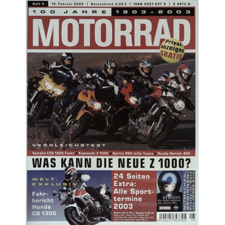 Motorrad Nr.5 / 14 Februar 2003 - Was kann die neue Z 1000?