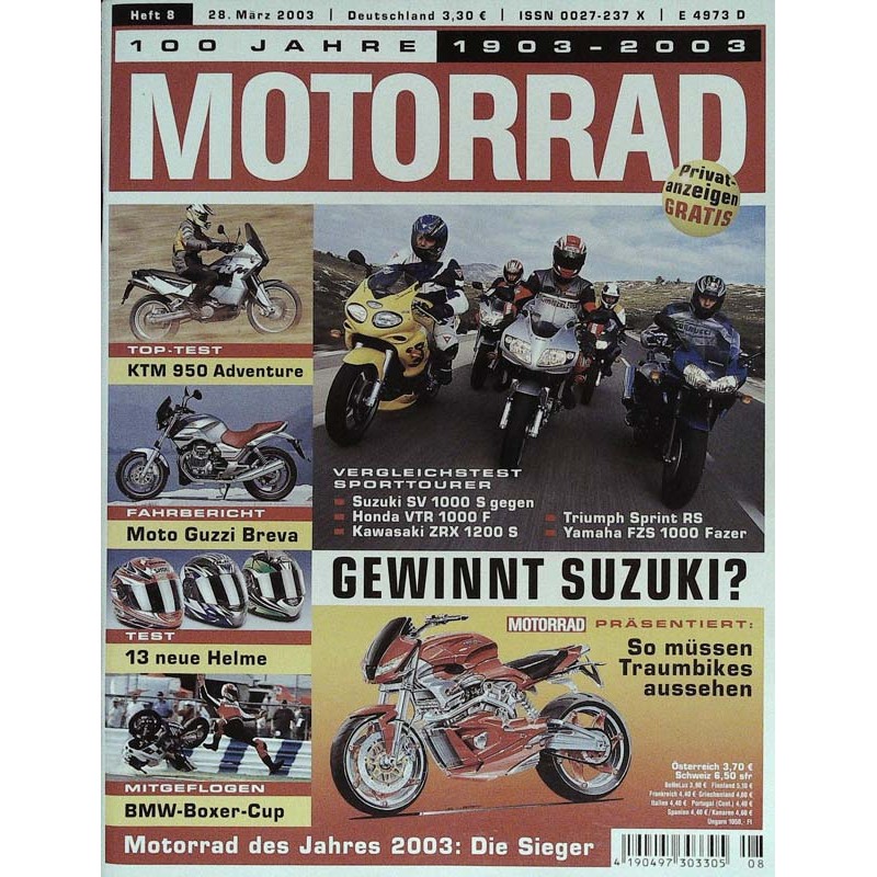 Motorrad Nr.8 / 28 März 2003 - Vergleichstest Sporttourer