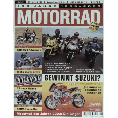 Motorrad Nr.8 / 28 März 2003 - Vergleichstest Sporttourer