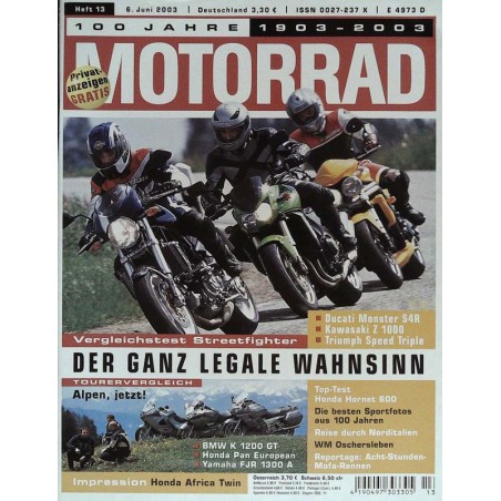 Motorrad Nr.13 / 6 Juni 2003 - Vergleichstest Streetfighter