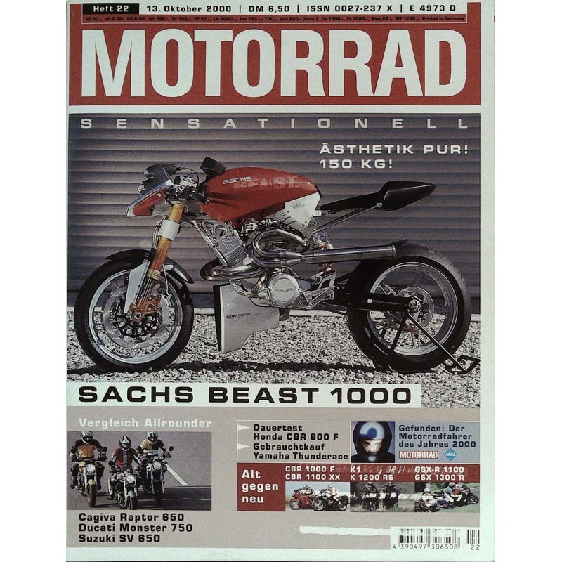 Motorrad Nr.22 / 13 Oktober 2000 - Sachs Beast 1000